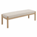 Bank Holz Eiche mit Polyesterbezug 120x40x45 cm Beige
