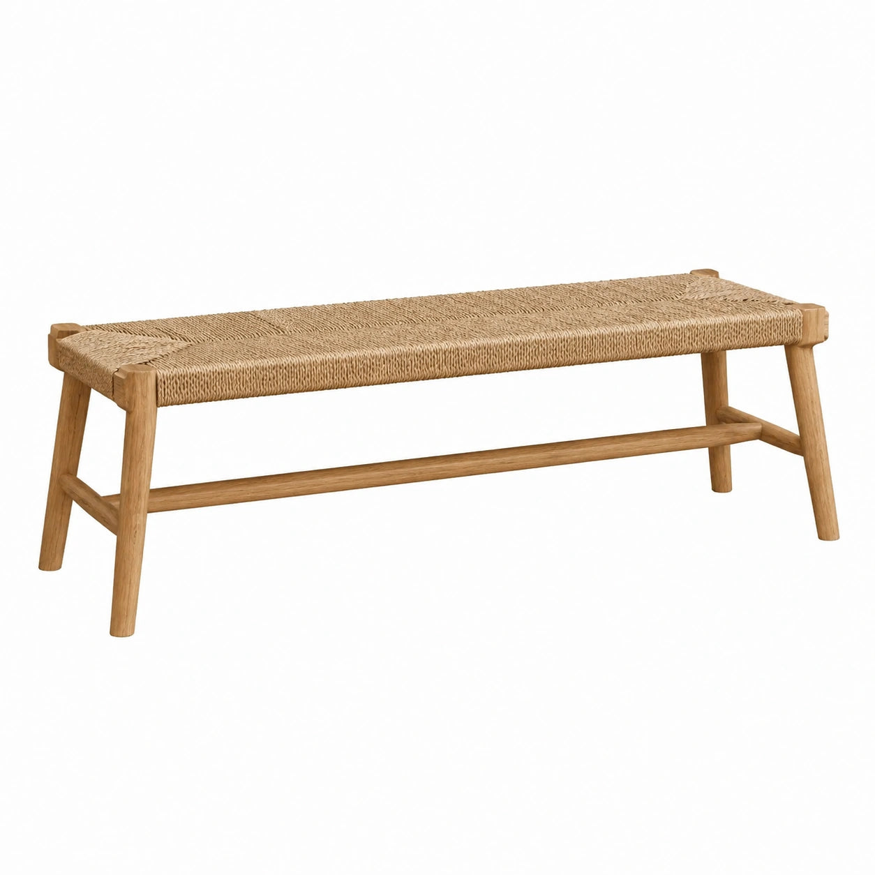 Sitzbank aus Eiche mit Seegras Sitzfläche 120cm Natur
