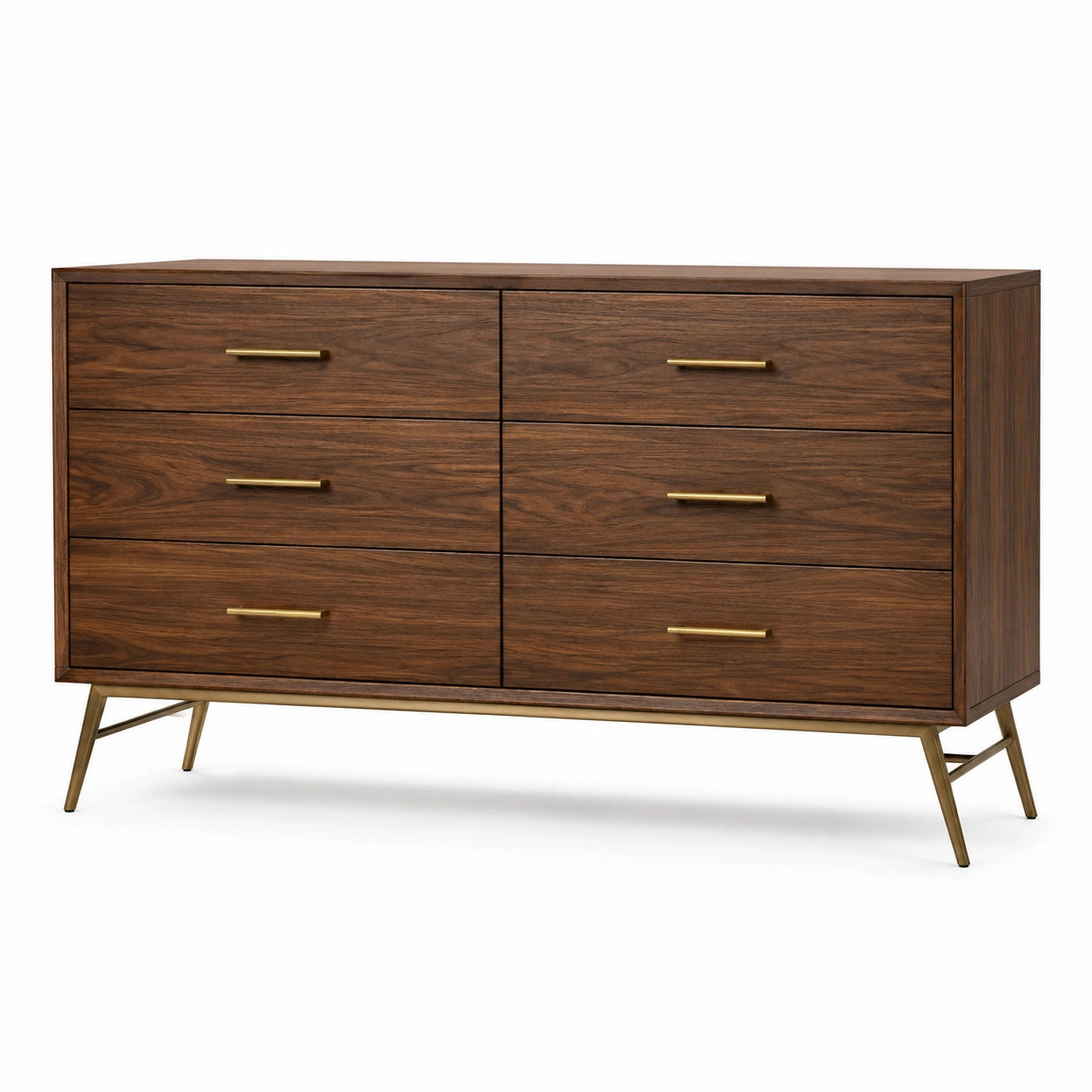 Nussbaumholz Kommode mit Metallbeinen, Braun