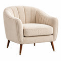 Runder Bouclé-Sessel mit Holzbeinen Beige