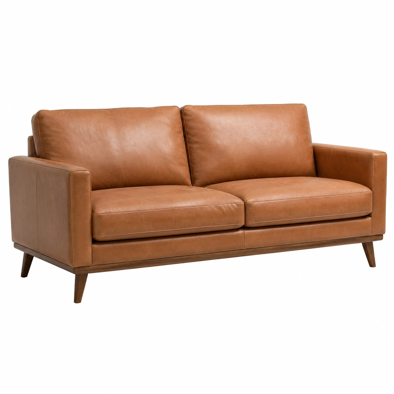 Ledersofa Zweisitzer mit Holzrahmen 200x90x80 cm in Braun