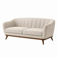 Zweisitzer Sofa Bouclé Beige mit Massivholzrahmen