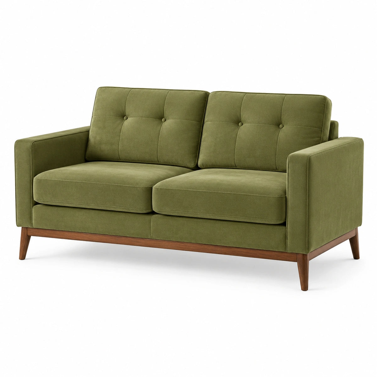 2-Sitzer Sofa Samt Grün Massivholz