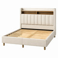 Polster-Doppelbett Stoff 200x160 cm mit Regal Beige