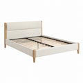 Doppelbett Polsterbett Eiche Kiefernholz Leisten 200x180 cm Beige