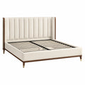 Doppelbett Holz und Polyester 200x160 cm Beige