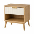 Nachttisch Holz MDF 50x30x55cm Eiche/Creme