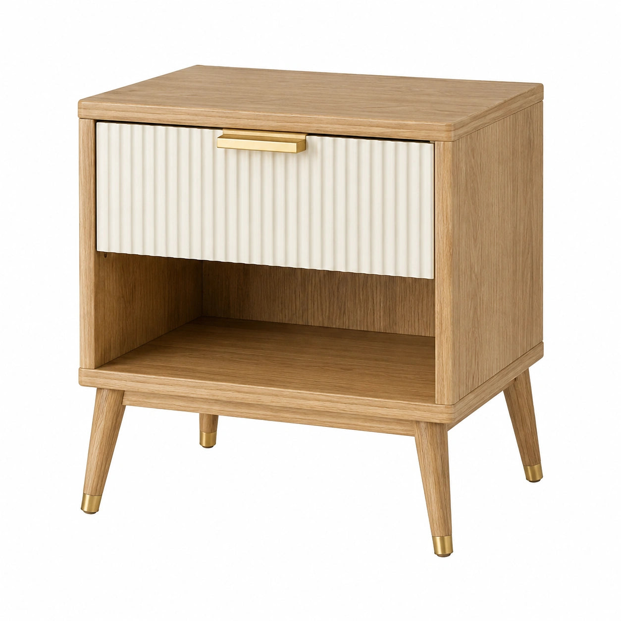 Nachttisch Holz MDF 50x30x55cm Eiche/Creme