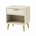 Nachttisch Holz MDF 50x40x60cm Beige Metallbeine