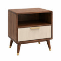 Nachttisch Walnussholz mit Schublade und Regal 50x40x30cm Braun/Beige